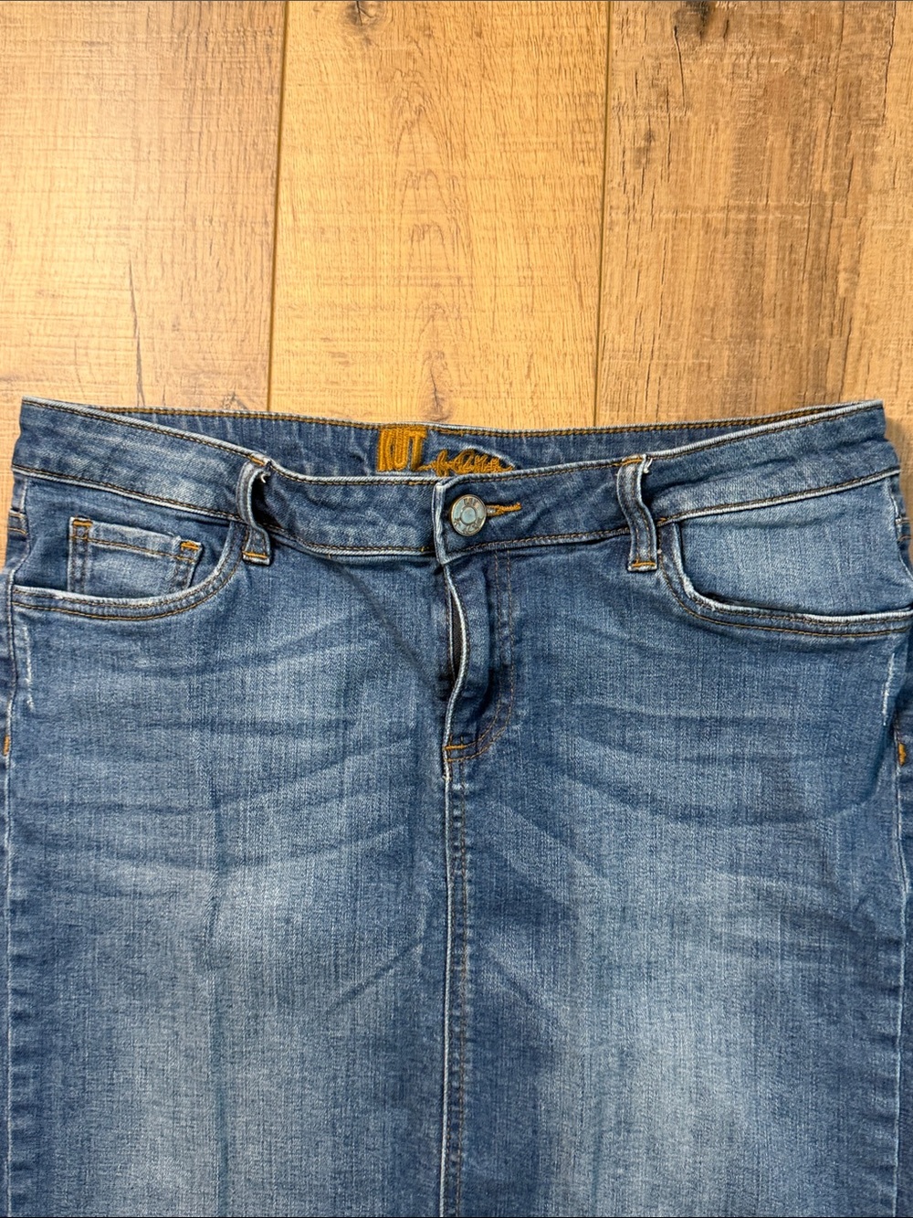 KUT from the Kloth Denim Jean Skirt Women’s lStretch Pencil Midi Size 10 - Picture 2 of 10